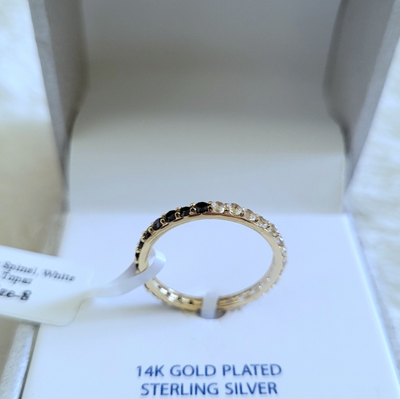 Shivam Jewelry - Shivam Black🖤 Spinel and White Topaz Gemstones Eternity♾️ Ring💍